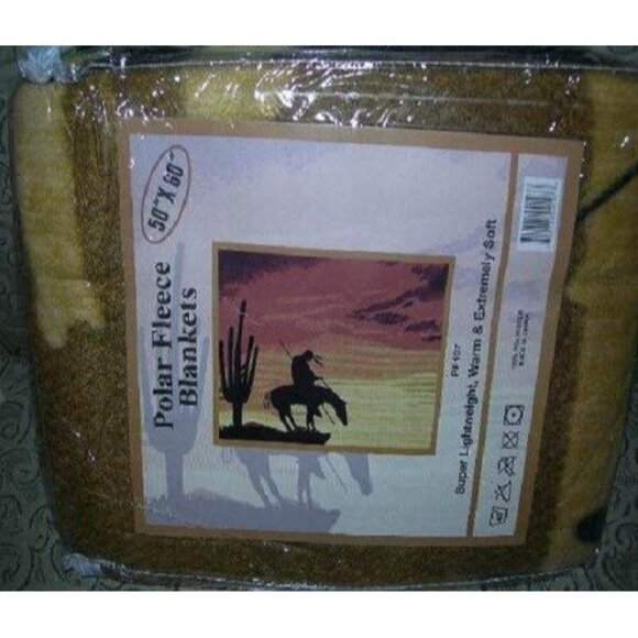 New End of the Trail Fleece Throw Gift Blanket Southwest Cowboy SOFT Western NIP - Picture 2 of 2